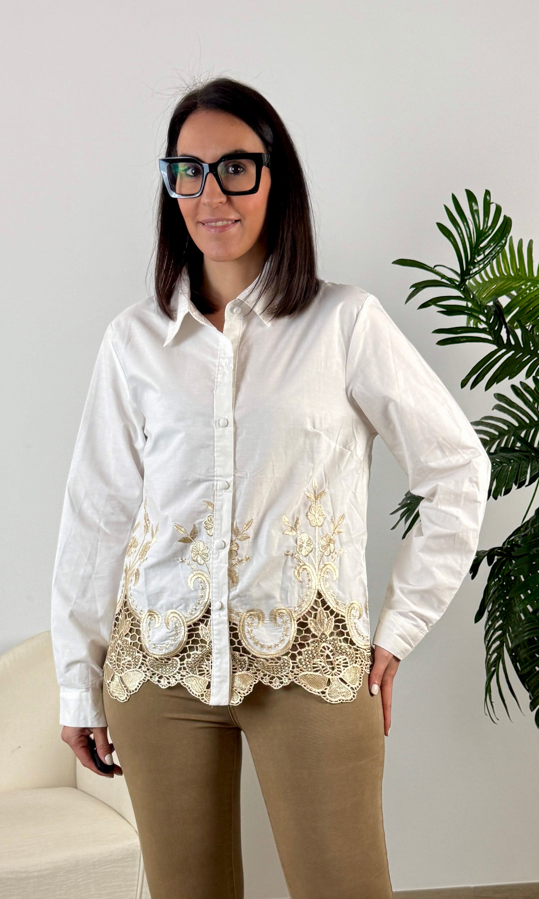 Camisa Blonda Encaje Blanca