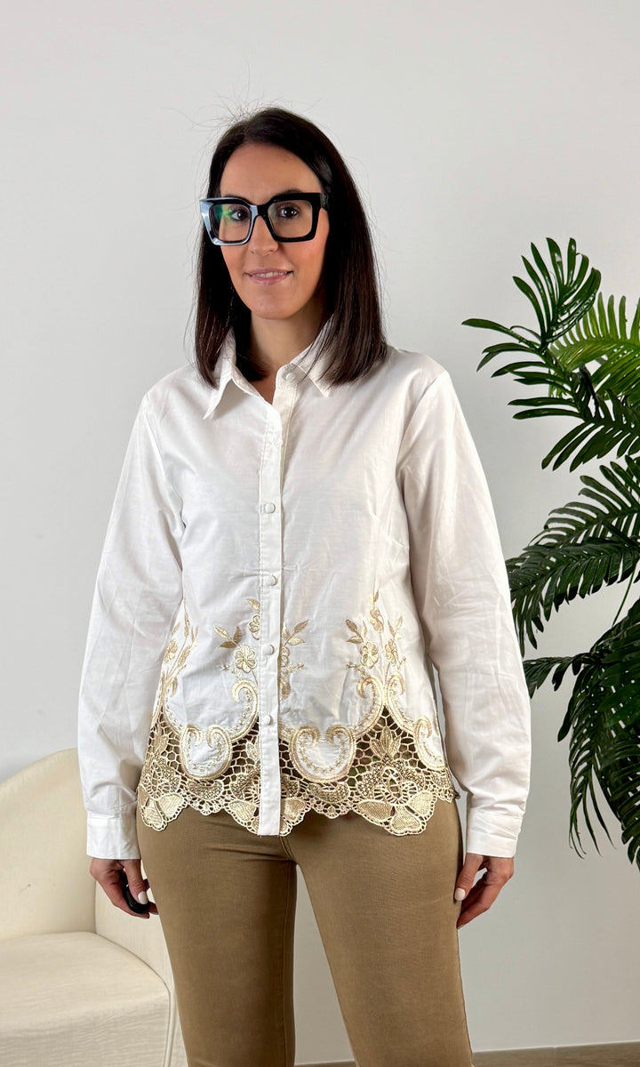 Camisa Blonda Encaje Blanca